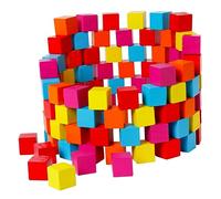 VANZACK 100PCS Early Education Wooden Cube Building Blocks Colorful Small Square Blocks with Rounded Corners Thick Material for Boys Learning and Creative Play at Home School