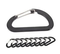 VANZACK 10pcs Black D-shaped Alloy Carabiners Metal Buckles Spring Snap Hooks for Backpack Clips Outdoor Survival Gear and Climbing Lock Buckles for Camping and Hiking
