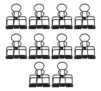 VANZACK 10pcs Black Metal Wire Clips for Paper Organization, Small Iron Foldback Clips with Smooth Surface and Elegant Appearance, Versatile Use for School and Office Supplies