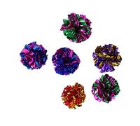 VANZACK 10pcs Interactive Crinkle Cat Toys Funny Squeaky Teaser Balls Bright Metallic Colors for Playful Kittens Engaging and Lightweight Cat Exercise Balls Random Color