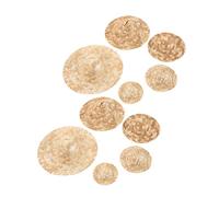 VANZACK 10pcs Miniature Straw Hats Hand-woven Natural Straw DIY Craft Accessories for Dollhouse Family-friendly Tiny Sombreros in Mixed for Themed Parties and Creative Projects