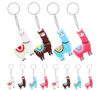 VANZACK 12 Pcs Cartoon Alpaca Keychains Set, Kawaii Animal Key Rings with Blue, Pink, White, Brown Colors, Cute Backpack Accessories for Party Favors and Daily Use