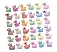 VANZACK 120pcs Mini Resin Ducks with Colorful Glitter Tiny Animal Figures for Dollhouse Decor Aquarium Garden DIY Crafts Birthday Wedding Party Accessories Colors for Creative Miniature