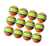 VANZACK 12Pcs EVA Training Balls for Cats and Pets Lightweight Foam Playing Balls with Colorful Orange Blue Yellow Green Stripe Pattern Indoor Interactive Exercise and Practice
