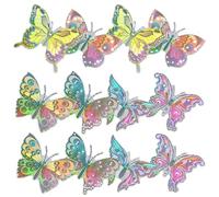 VANZACK 12pcs Magnetic PVC Butterfly Window Stickers Glittery Effect for Screen Window Decoration, Anti-Collision Design for Birthday Parties and Festivals