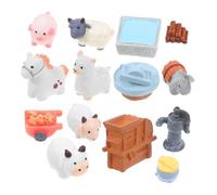 VANZACK 14pcs Mini Farm Animal Figurines Small Realistic Resin Sheep Pig Cow Horse Dog Donkey DIY Micro Landscape Dollhouse Crafts for Educational Play and Home Aquarium Decor