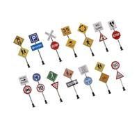 VANZACK 14pcs Miniature Traffic Signs Set for Sand Table Model DIY Simulation Roadblocks and Indicators for School Teaching Aids and Mini Landscape Decor