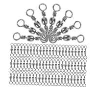 VANZACK 150pcs Heavy-duty High Fishing Swivels and Snap Clips Rolling Barrel Connectors with Line Protection Design for Saltwater and Freshwater Anglers Strong Snap Link for Lure and River