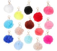 VANZACK 15Pcs Cute Pompom Keychains Fluffy Ball Accessories for Women Stylish Bag Pendants DIY Keyring Charms for Handbags and Backpacks