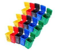 VANZACK 15pcs Miniature Trash Cans for Dollhouse with Open Lids Plastic Mini Garbage Bins for Desktop Decoration Waste Containers Realistic Recycling Bins