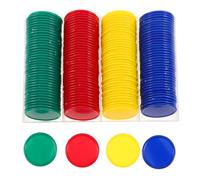 VANZACK 160pcs Plastic Teaching Tokens for Student Rewards Classroom Incentive Coins in Red Yellow Blue Green Educational Bingo Chips for Math Counting and Learning Activities