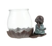 VANZACK 1pc Delicate Hydroponic Glass Vase for Indoor and Outdoor Use Chinese Style Zen Monk Flower Pot for Weddings and Home Decoration Creative Plant Container