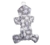 VANZACK 1pc Dog Pajamas for Dogs Soft Fleece Pet Night Clothes Adorable Autumn Outfit Hood for Puppies Comfortable Four-legged Design Grey