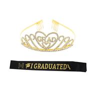 VANZACK 1Set Graduation Sash and Tiara Combo Premium Satin Alloy Crown for Graduates Celebration for Graduation and Keepsake