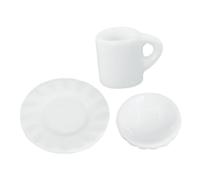 VANZACK 1Set Miniature Coffee Mugs Doll House Accessories with Saucers Bowls Realistic Kitchenware for Miniature Dining Decoration