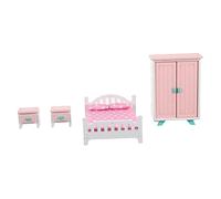 VANZACK 1Set Miniature Doll Bedroom Furniture Set Playroom Accessories with Bed Wardrobe and Nightstands Realistic Pretend Play for Dollhouses