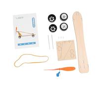 VANZACK 1Set Wooden Wind Powered Car Kit Teaching for DIY Science Experiments Safe Rubber Band Power Car Encourages Learning Creativity for Hands Physics Fun
