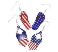 VANZACK 2 Pairs Patriotic Dangle Earrings Independence Day Jewelry for July Celebrations Stylish Hook Earrings for Women Accessories for Various Occasions
