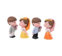 VANZACK 2 Pairs Small Bride and Groom Figurines Wedding Cake Toppers Romantic Couple Decorations for DIY Micro Landscaping Craft for Wedding Day Celebration