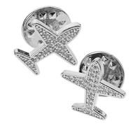 VANZACK 2 Pcs Silver Airplane Brooch Buttons No Sew Pins for Women’s Cardigan Collar Clip Shirt Safety Pins to Prevent Accidental Exposure Clothing Accessories