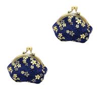 VANZACK 2 pcs Vintage Cherry Blossom Hot Stamping Coin Purse Compact Storage Bag for Women Lightweight Japanese Style Change Pouch for Party Shopping Gift Giving