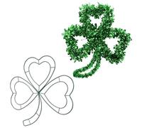 VANZACK 2 Pieces St Patrick’s Day Iron Wire Wreath Frames Shamrock Shaped Metal Hoops for DIY Crafts 31x31cm Green Clover Wall Hanging Wreaths Irish Holiday Decorations