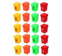 VANZACK 20pcs Mini Garbage Cans with Lids Small Plastic Desktop Storage Bins for Lightweight Recycle Bins for Dollhouse Pretend Play and Organization