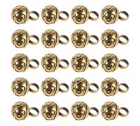 VANZACK 20pcs Vintage Brass Bell Charm Findings for DIY Crafts, Silent round Carved Flower Pendant in Golden Brass Material, for Handmade Accessories and Decorative Projects