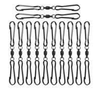 VANZACK 24PCS Black 70mm Stainless Steel Swivel Hooks with Dual Clips, Rotating Outdoor Hanging Hooks for Plants, Wind Spinners, Patio and Balcony Décor