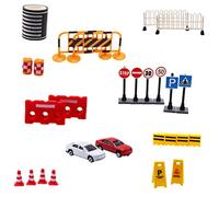 VANZACK 27Pcs Mini Traffic Signs Educational Set for Road Cones for Early Learning and Creative Play for Birthdays and Room Decor