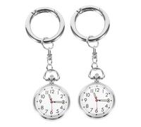 VANZACK 2Pc Nurse Keychain Watch Silver Chest Clip Medical Fob for Students Exam Timing Lightweight Portable Easy-Read Timepiece for Elderly Healthcare Professionals