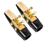 VANZACK 2pcs Alto Saxophone Mouthpiece with Gold Ligature Professional Plastic Design for Smooth Playability Easy Assembly Compatible with Alto Saxophones for Jazz and Classical Musicians