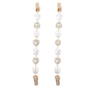 VANZACK 2pcs Baroque Pearl Cardigan Clips Brooch Pins Sweater Shawl Anti-exposure Safety Pins for Women, Gold Tone, Elegant Dress and Sweater Collar Clip Accessory