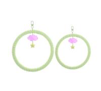 VANZACK 2pcs Bird Climbing Swing Ring Perch for Parrots and Parakeets Multifunctional Chewing Stand with Durable Cotton Rope Easy Installation Cage Accessory for Cockatiels and Small Birds