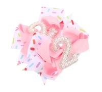 VANZACK 2pcs Birthday Hair Bows for Pearl Number Bowknot Clips in Pink Easy-use Hair Accessories for Showers Parties and Celebrations