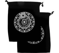 VANZACK 2pcs Black Flannelette Drawstring Bags for Tarot Card Storage and Dice Holder, Easy to Open and Close, Sturdy Drawstring Design, for Small Items and Party Favors