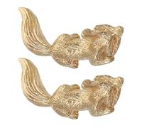 VANZACK 2pcs Brushed Brass Fox Knobs for Cabinets and Drawers, Rust Resistant and Easy Installation, Vintage Retro Style, for Kitchen and Livingroom Furniture, Coffee Colour