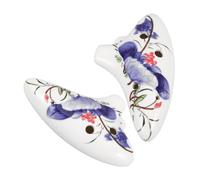 VANZACK 2pcs Ceramic Ocarina Blue and White Six Hole Flute with Floral Design Stable Pitch Musical Instrument for Beginners Adults Artistic Chinese Pottery for Practice and Performance