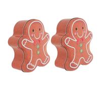 VANZACK 2pcs Christmas Gingerbread Man Candy Boxes with Lid Reusable Holiday Treat Containers for Cookies Chocolates Sweets Packaging Festive Biscuit Storage for Party Favors