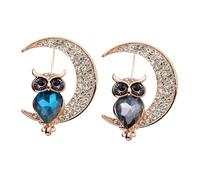 VANZACK 2pcs Creative Owl Shaped Brooch Blue Grey with Colorful Oil Drop Effect Lightweight Alloy Pins for Women Clothes Decoration Party Scarf Hat Accessory