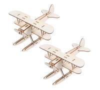 VANZACK 2pcs DIY Wooden Airplane Model Kit for Paintable Airplane Gliders Made From Natural Wood Educational Enhancing Creativity Hand-eye Coordination and Problem-solving Skills Portable
