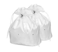 VANZACK 2pcs Elegant White Bridal Money Bag with Heart Rhinestone Ribbon Satin Drawstring Purse for Western Weddings Romantic Bride Handbag for Wedding Day Accessories