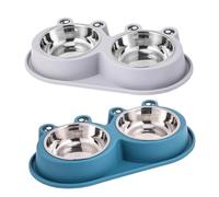 VANZACK 2pcs Elevated Frog-shaped Small Stainless Steel Dog Bowl with Non-spill Design and Non-slip Base Pet Feeding Bowls for Indoor and Outdoor Use Food and Water Dishes for Cats and