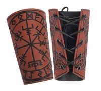 VANZACK 2Pcs Embossed Medieval Arm Bracers PU Leather Viking Wrist Guards for Cosplay Comfortable Stylish Costume Accessories for Men for Medieval Knight Events
