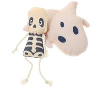 VANZACK 2pcs Halloween Cat Plush Toy Cartoon Ghost Skull Modeling Interactive Chew Toy Soft Plush for Indoor Cats Kitten