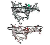 VANZACK 2pcs Halloween Rhinestone Venetian Metal Mask for Women