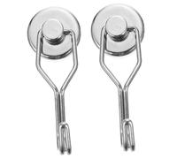 VANZACK 2Pcs Heavy Duty Stainless Steel Magnetic Hooks with Swivel Swing Stable Hanging Hooks for Kitchen Bathroom Refrigerator and Door Use No-Punch Installation