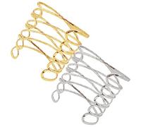 VANZACK 2Pcs Hollow Open Bangle Adjustable Arm Cuff Bracelet for Women Teen Elegant Design for Parties Weddings Daily Wear Comfortable Fit Gold White