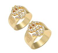 VANZACK 2Pcs Mens Hip Hop Finger Rings Decorative Golden Sign Rings for Fashionable Style present for Parties Birthdays and Daily Wear Show Your Unique Charm and Personality