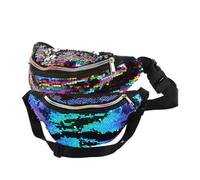VANZACK 2pcs Mermaid Sequin Belt Bag Glitter Crossbody Bag Phone Wallet for Women in Multi Colors Green Matte Black